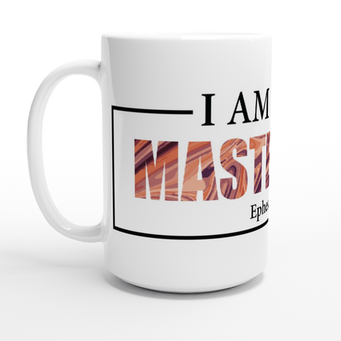 I am God’s Masterpiece - Bold Swirl - White 15oz Ceramic Mug