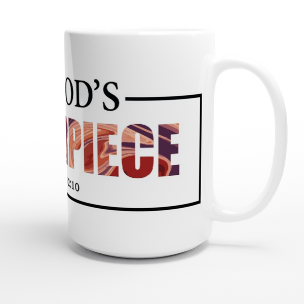 I am God’s Masterpiece - Bold Swirl - White 15oz Ceramic Mug
